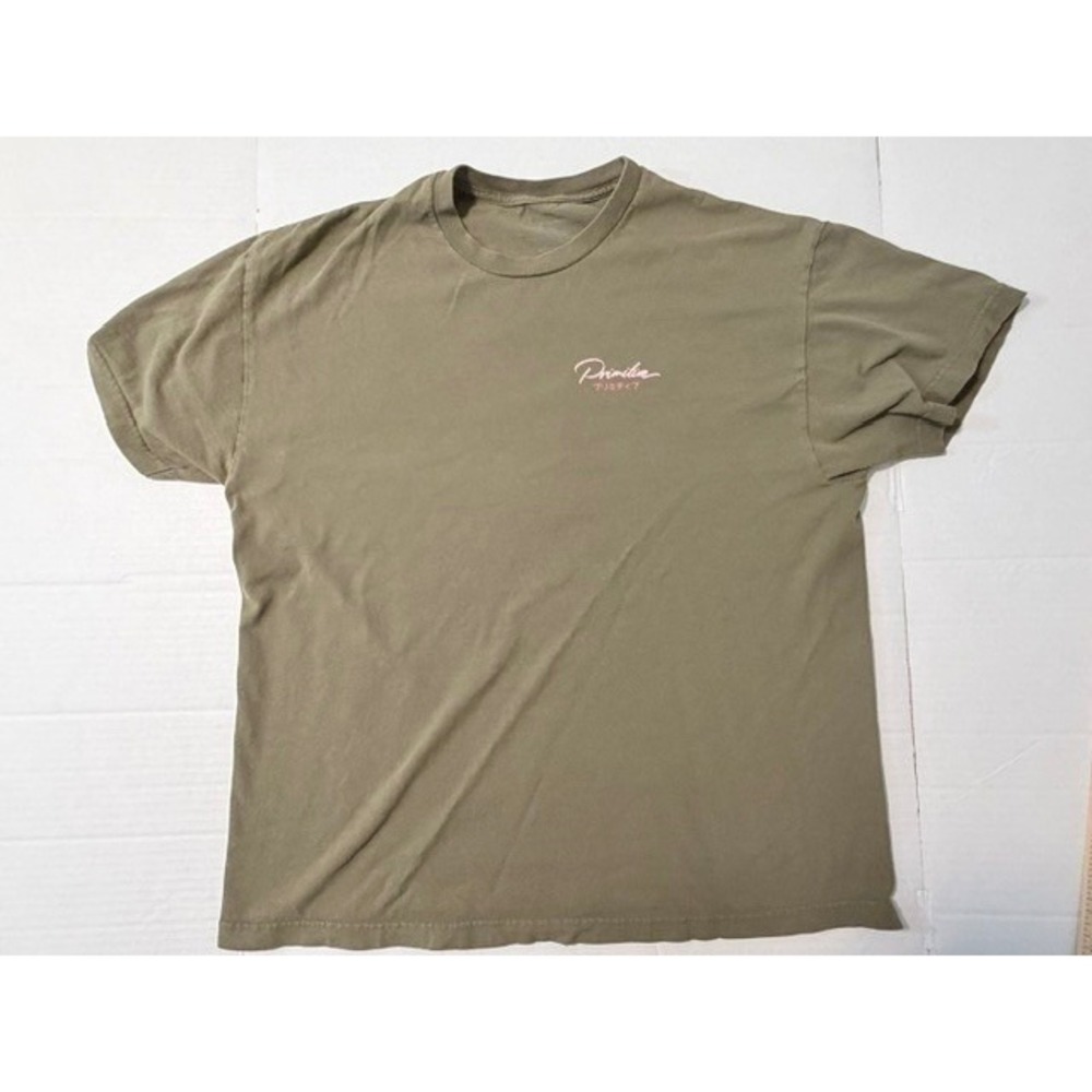 Primitive Skateboarding Mens XL Olive Green Tiger Globe Graphic T-Shirt